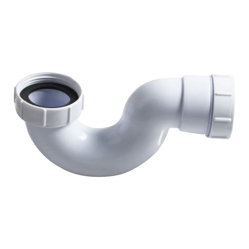 GN056 White Plastic Bathtub Drain Trap U Shaped Design for Effective Smell Blockage Water Retention 4mm PP Durability