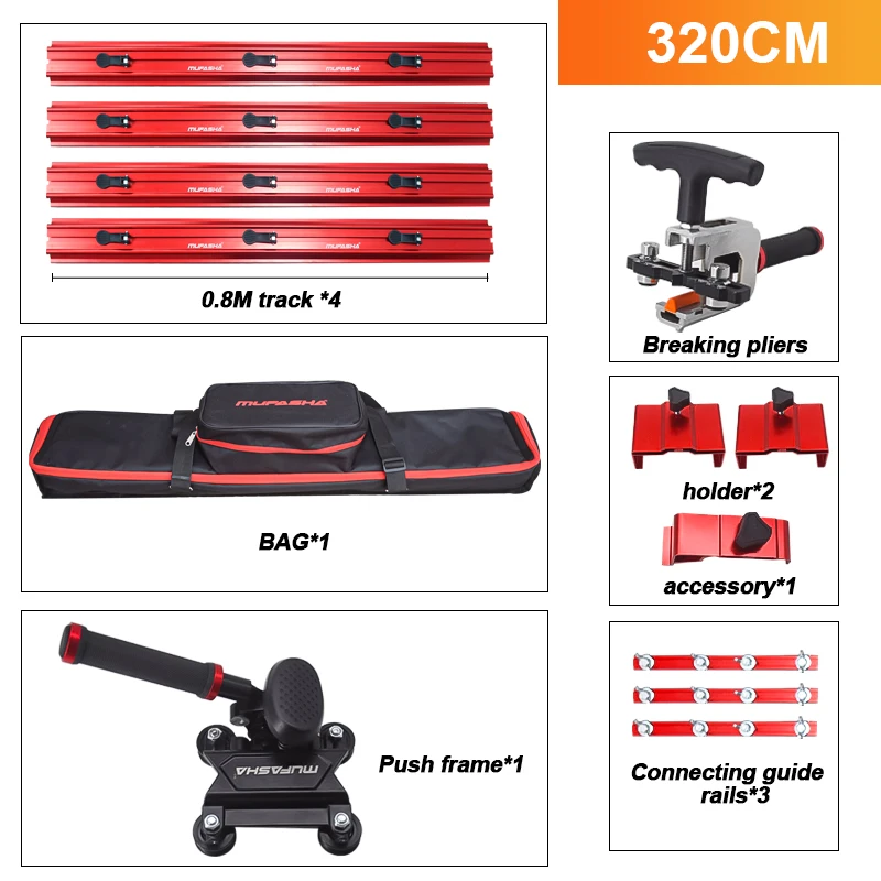 MUFASHA ML3200 Portable 3200mm Manual Tile Cutter Professional Hand Tile Cutter Three Cutting Blade Push Knife Slab Cutter