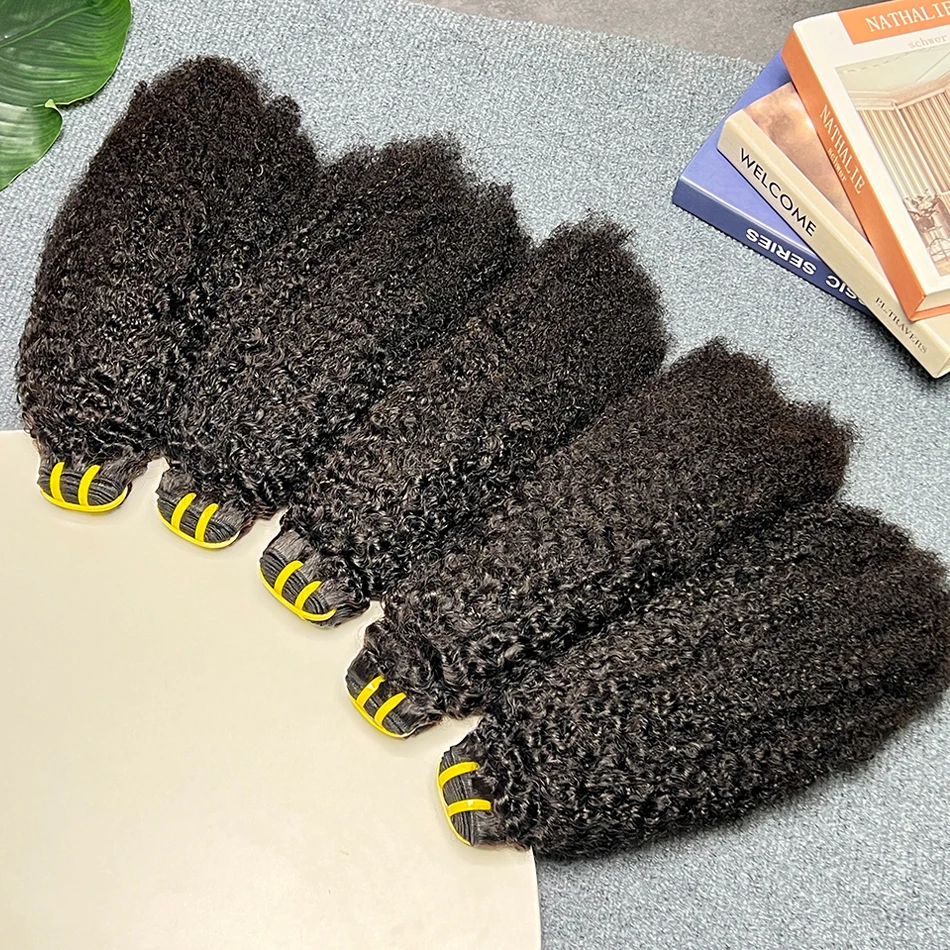 4C Afro crépus bouclés cheveux humains paquets Coily cheveux armure Extensions couleur noire naturelle non transformés cheveux vierges crus pour les femmes