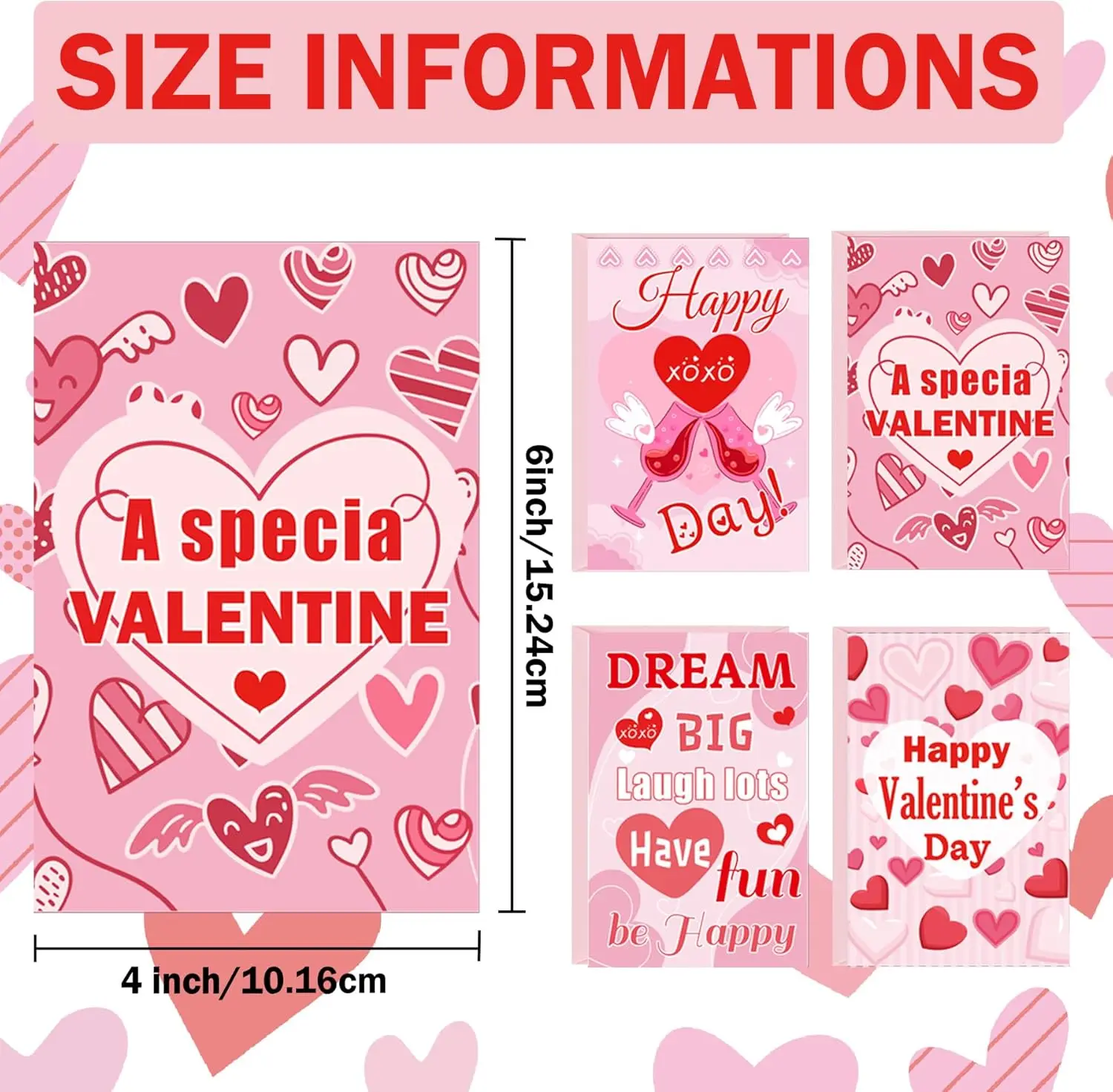 Happy Valentine's Day Cards 24 Pack Happy Heart Day Cards with Envelopes Valentine's Day Decorations Heart Card