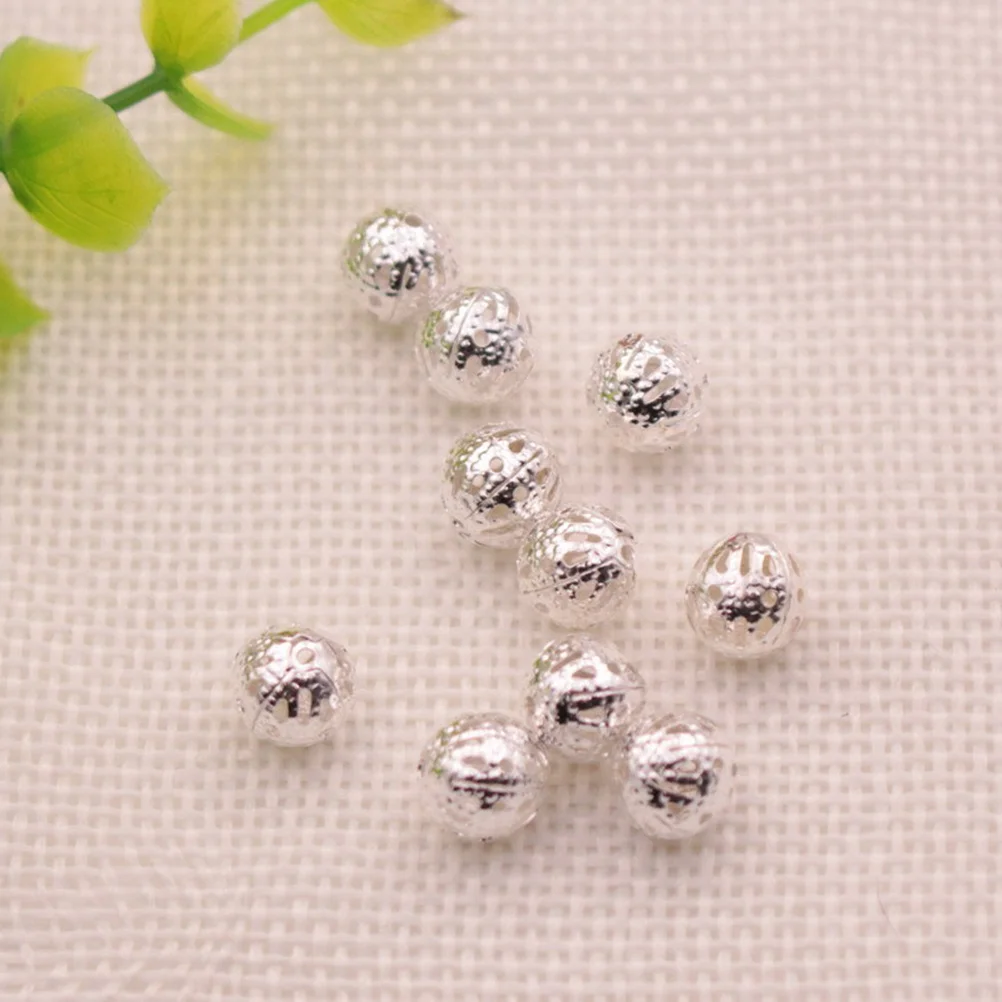 

100pcs Iron Hollow Beads Beautiful Handwork Diy Decoration Accessories Flower Ball Craft Supplies Irony Floral Ornament