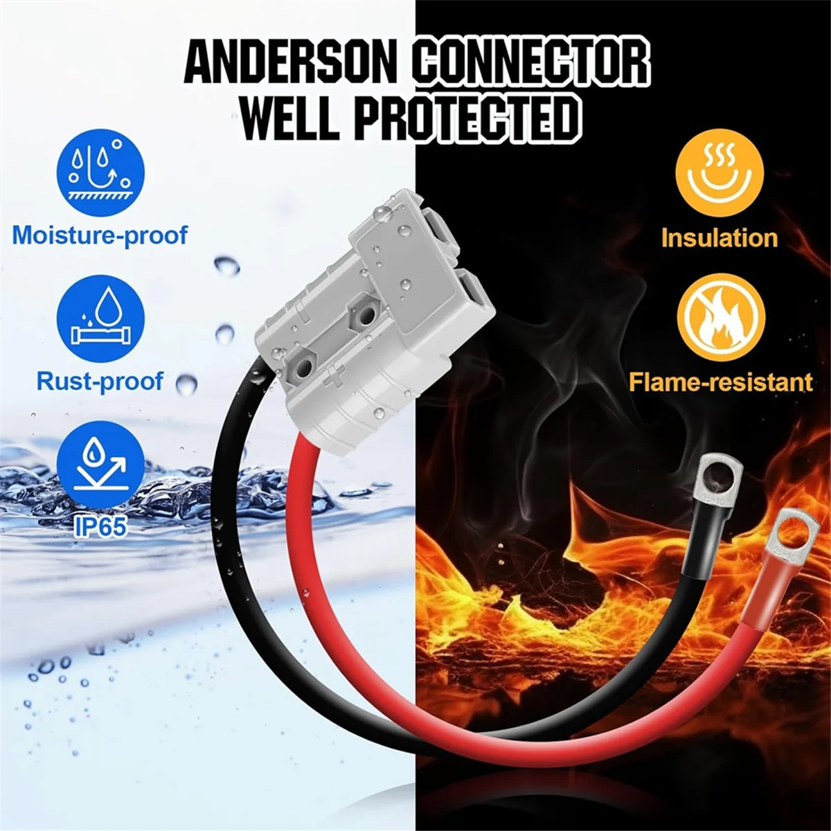 Melhor conector anderson 50a kit anderson plug 8 calibre 30cm cabos de bateria conectores rápidos à prova dwaterproof água para lifepo4