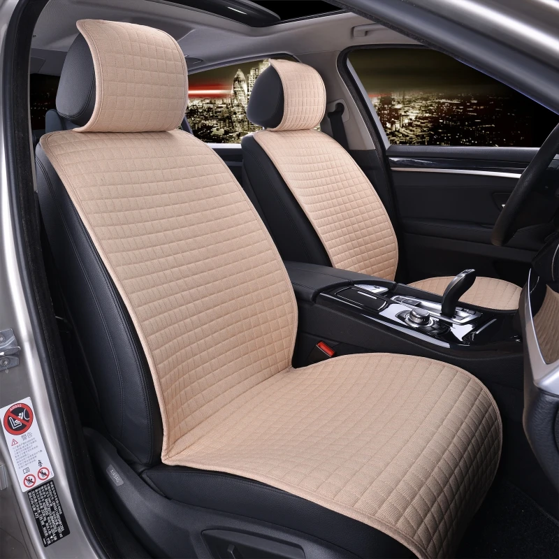 

New Plus Size Flax Car Seat Cover Cushion Universal Front Backrest Seat Cover Car Chair Breathable Linen Protector Mat Pad