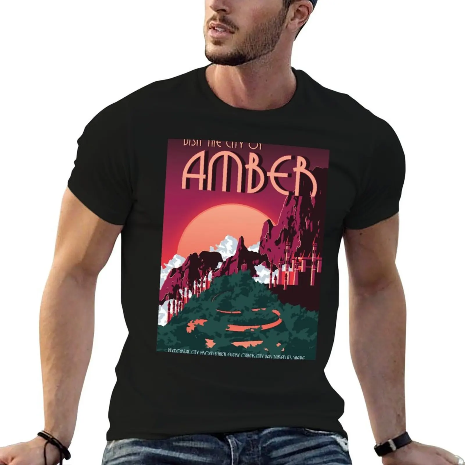 Chronicles of Amber Vintage Travel Poster T-Shirt rapper graphic tees Man t-shirt slim fit t shirts for men