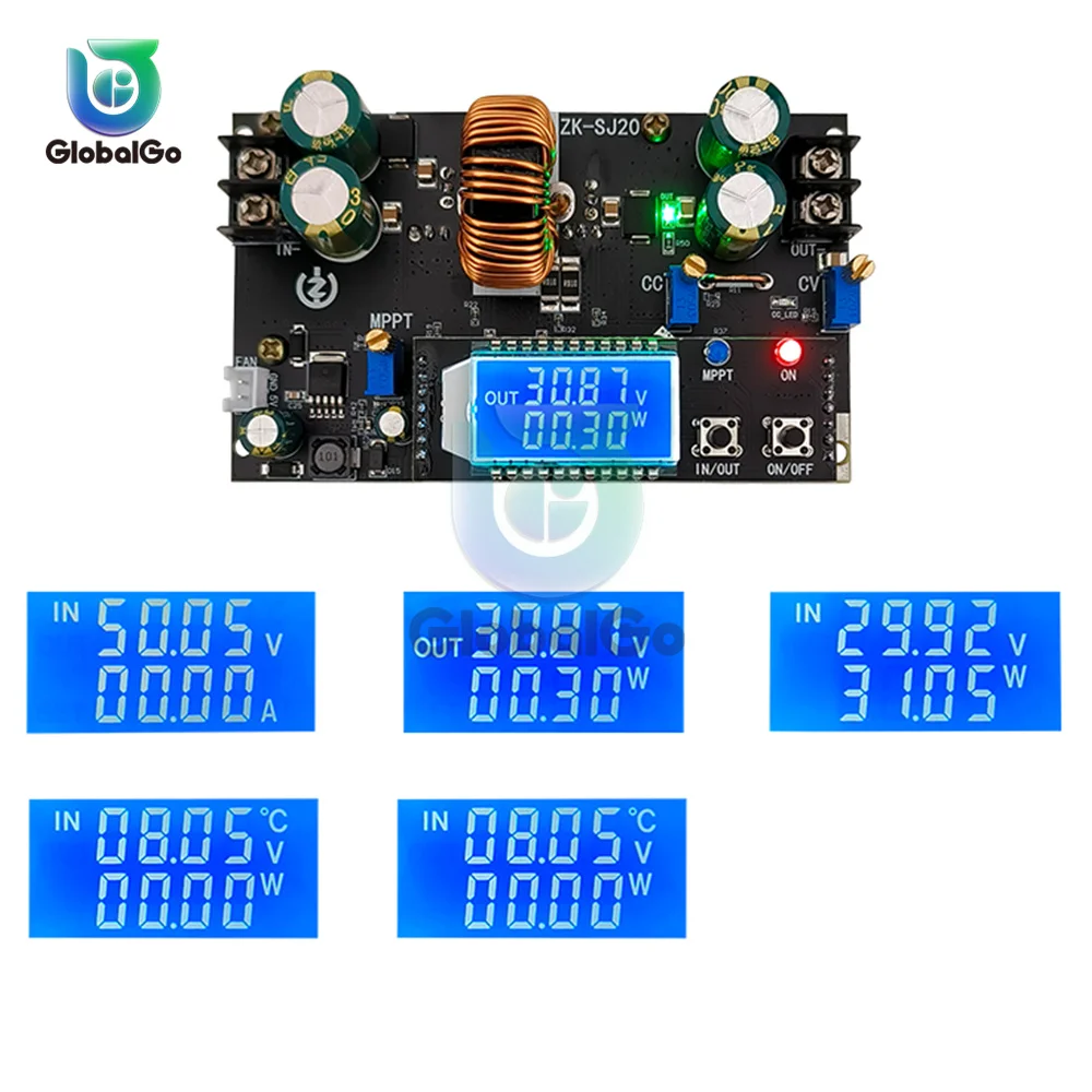 ZK-SJ20 300W DC7-80V Adjustable Voltage Regulator Boost/Buck Power Module Digital Display Adjustable DC Power Supply With MPPT