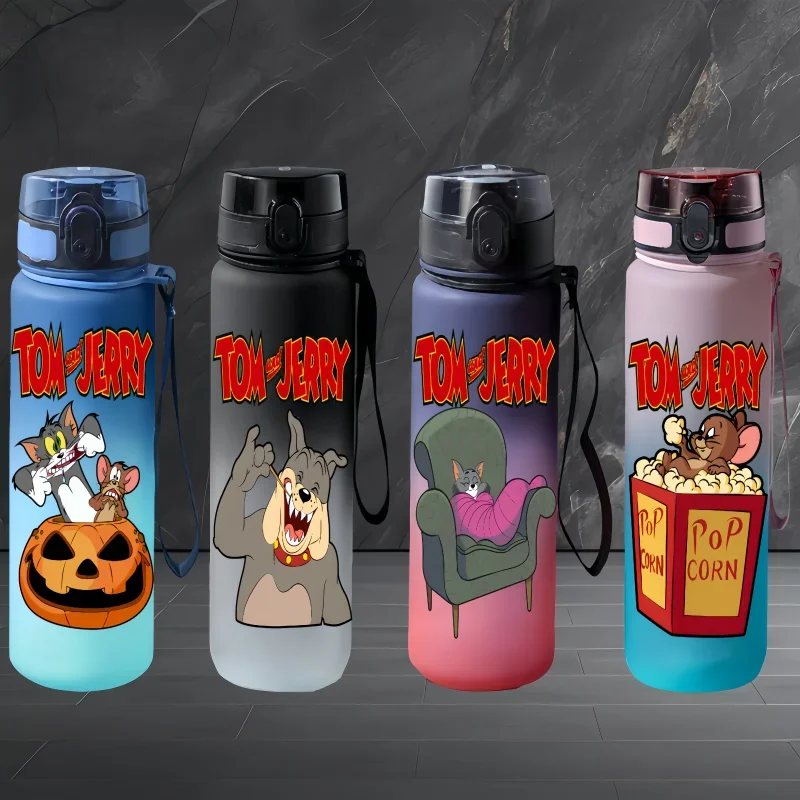 زجاجة مياه توم آند جيري مقاومة للتسرب في الهواء الطلق مع شخصيات كرتونية - زجاجة مياه رياضية ذات سعة كبيرة للأولاد والبنات #1