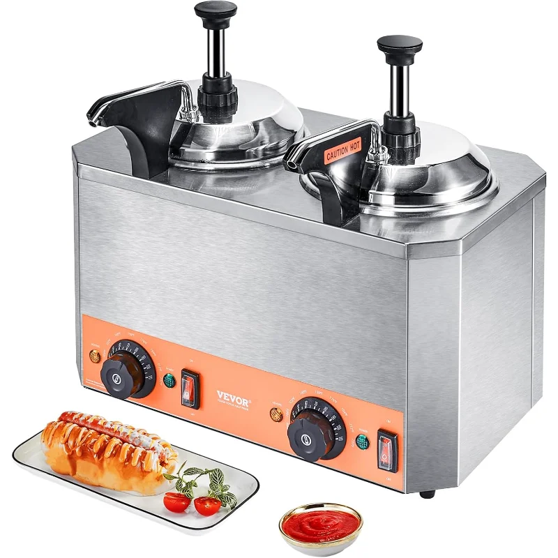 موزع كهربائي VEVOR مع مضخات، سخان حلوى ساخن تجاري 2.3 × 2 كيو تي، مضخات مزدوجة ساخنة من الفولاذ المقاوم للصدأ، درجة حرارة 86-230