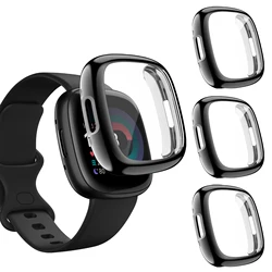 Soft TPU Full Cover Case For Fitbit Versa 2/Versa 3/Versa 4 Screen Protector Case Plated Bumper Cover For Fitbit Sense 2/Sense