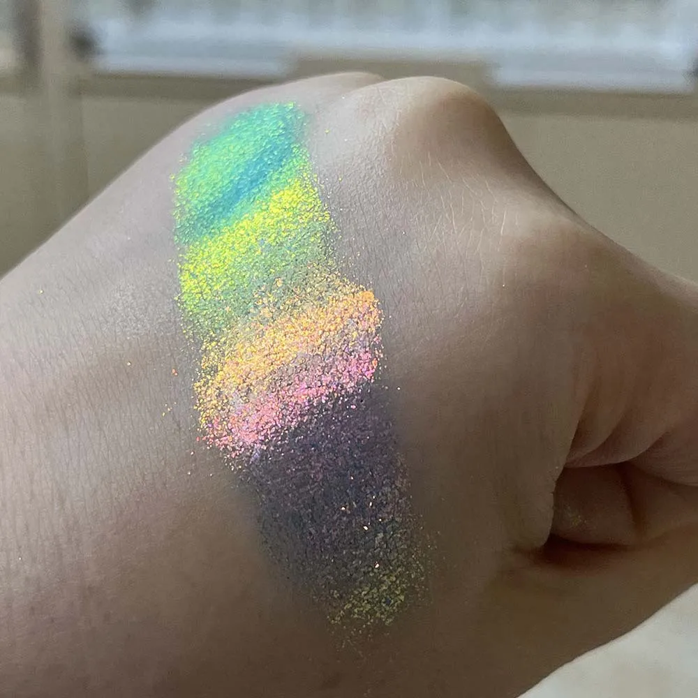 6 Farben Aurora Chamäleon Pulver Nagel Glitter Regenbogen holo graphisch schillernden Pigment Staub DIY Make-up Nagel Lidschatten Neon Pulver