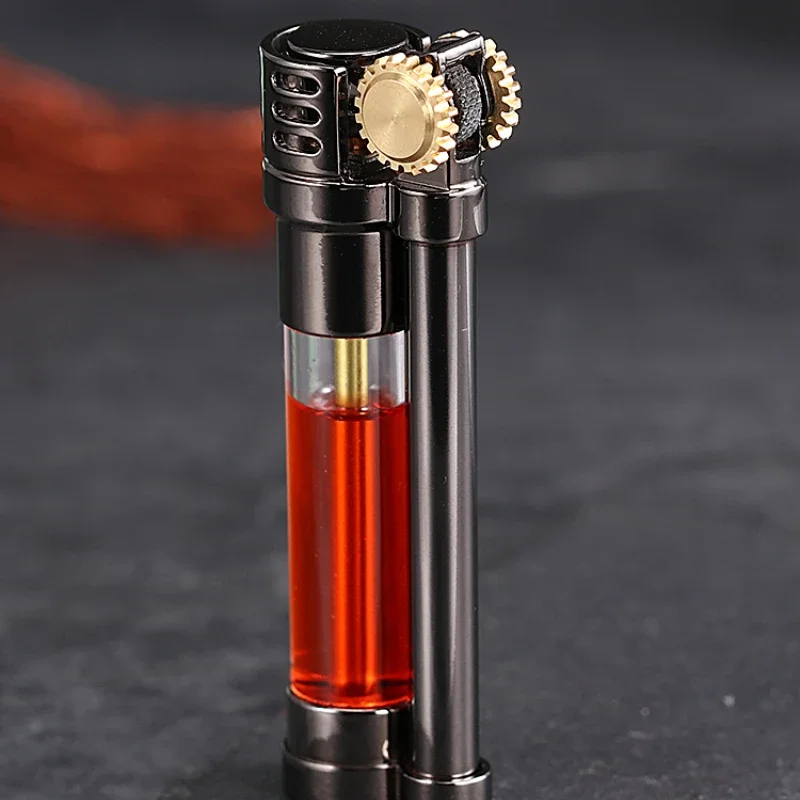 ZORRO Retro Gasoline Flint Wheel Igniter Old-fashioned Transparent Fuel Tank Kerosene Lighters Portable Cigarette Smoking Gifts