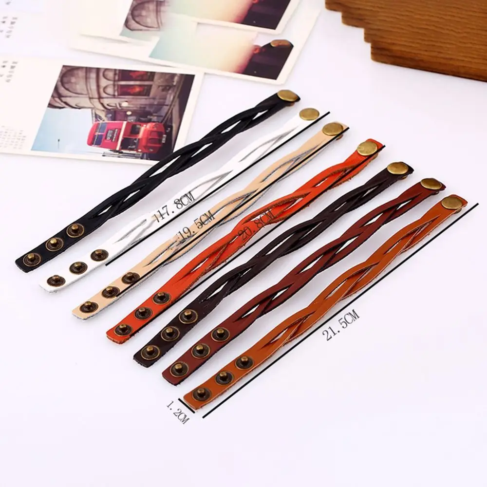 Fashion PU Leather Woven Bracelet Vintage Buckle Design Hand Chain Handmade Minimalism Men Wrist Strap