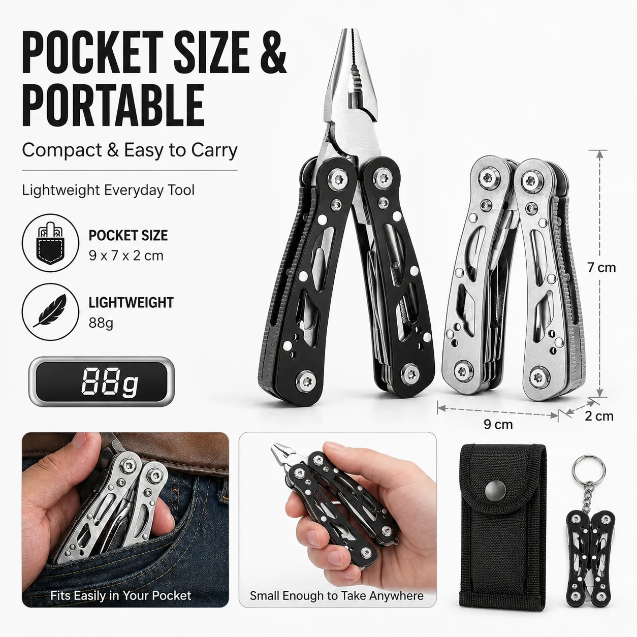 Mini Sailor Plier 11-in-1 Multi-Function Tool, Wire Cutter, Card Pin, Screwdriver, Bottle Opener, Knife, EDC Repair Gear