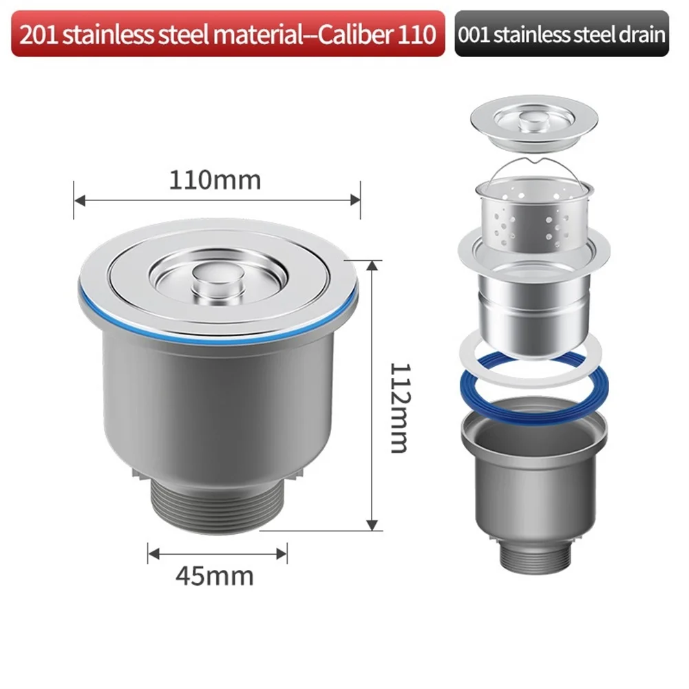 As Shown Kitchen Sink Strainer Drain Strainer Basket Convenient Cleaning Deep Basket Design Easy Lift Mechanism Fast Draining