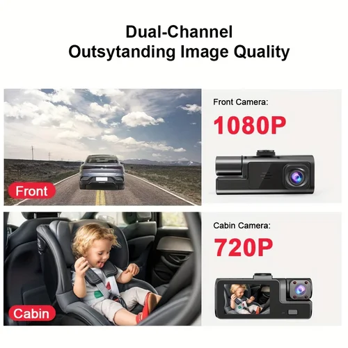 Imagen 2 del producto Cámara de salpicadero con cámara Dual de 1080P para coches, DVR, cámara frontal e interior para coche, cámara de cabina, grabadora de vídeo, Mini Dvrs, caja negra