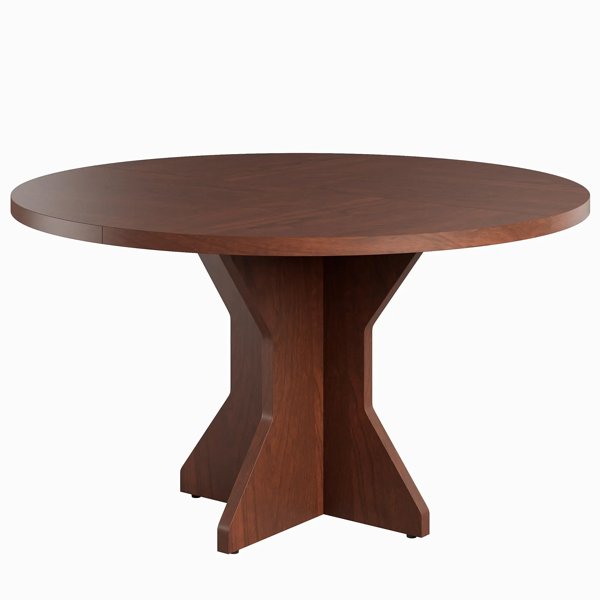 Round Dining Table for 4-6 People, 120cm Dining Room Table with Wooden Pedestal Base, Dinner Tables, Circle Kitchen Tables for Dining Room, Kitchen, Living Room (Table Only)