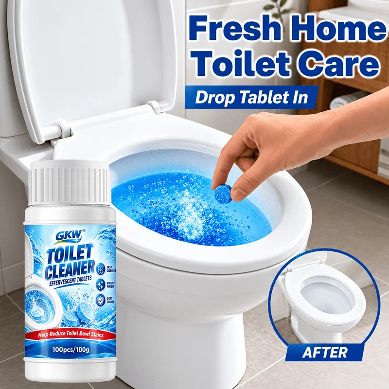 Toilet Fizz Tablets 100 PCS, Dissolves Urine Water and Black Limescale Stains, Removes Yellow, Restores Shine, Eliminates Odors