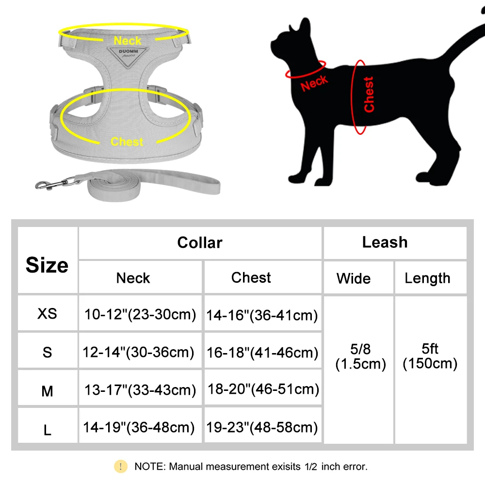 Fashion Cat Dog Harness and Leash Set Soft Suede Fabric Puppy Cat Harnesses Lead Pet Kitten Vests with Rope For Small Dogs Cats