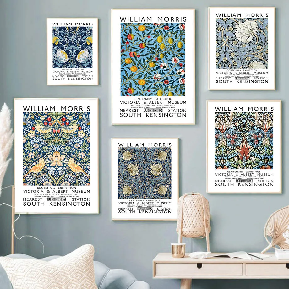 William Morris Exhibition Plant Wall Art, Nordic Aesthetic Posters and Prints, Pictures for Living Room Decor