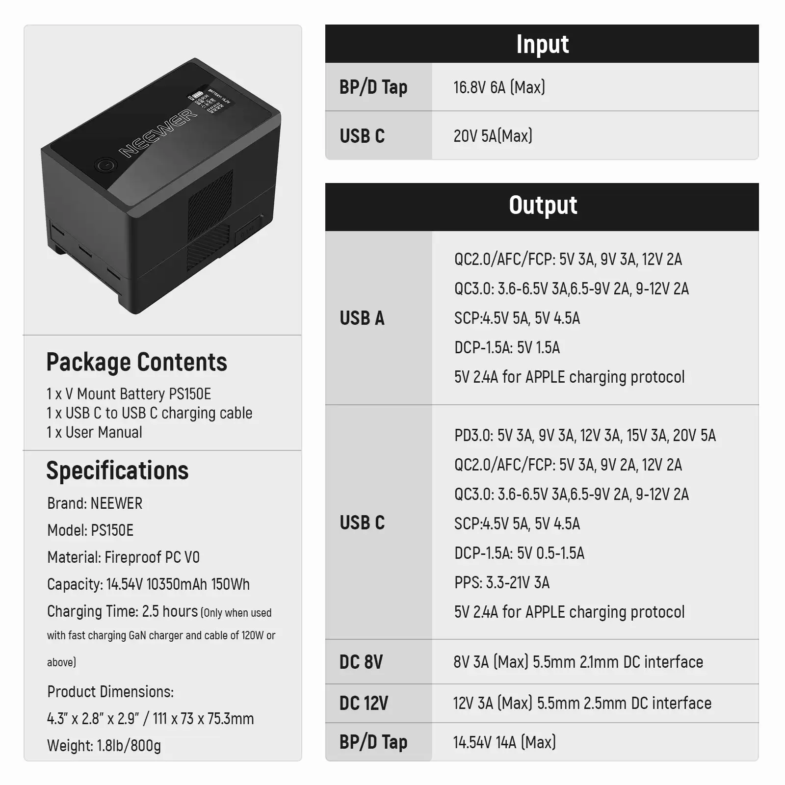 NEEWER PS150E 10350 мАч 150 Втч V Mount Ba Ttery OLED-дисплей для Iphone Ipad Macbook светодиодный светильник для видеокамеры видеокамеры