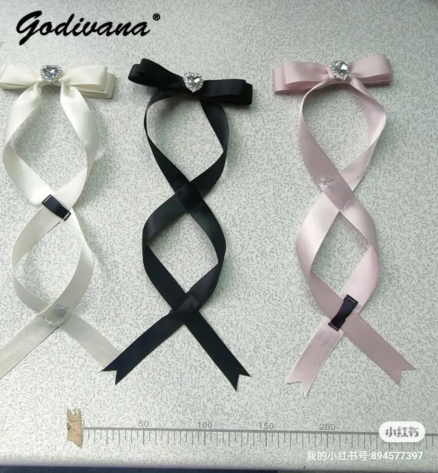 Mine Series Mass-Produced Cute Bandage Bow Hair Clips Girls Lolita Letter Printing Hair Accessories Pair of Rhinestone Barrettes