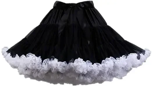 Womens 3-Layered Pleated Tulle Petticoat Tutu Puffy Party Cosplay Skirt Wedding Bridal Bride