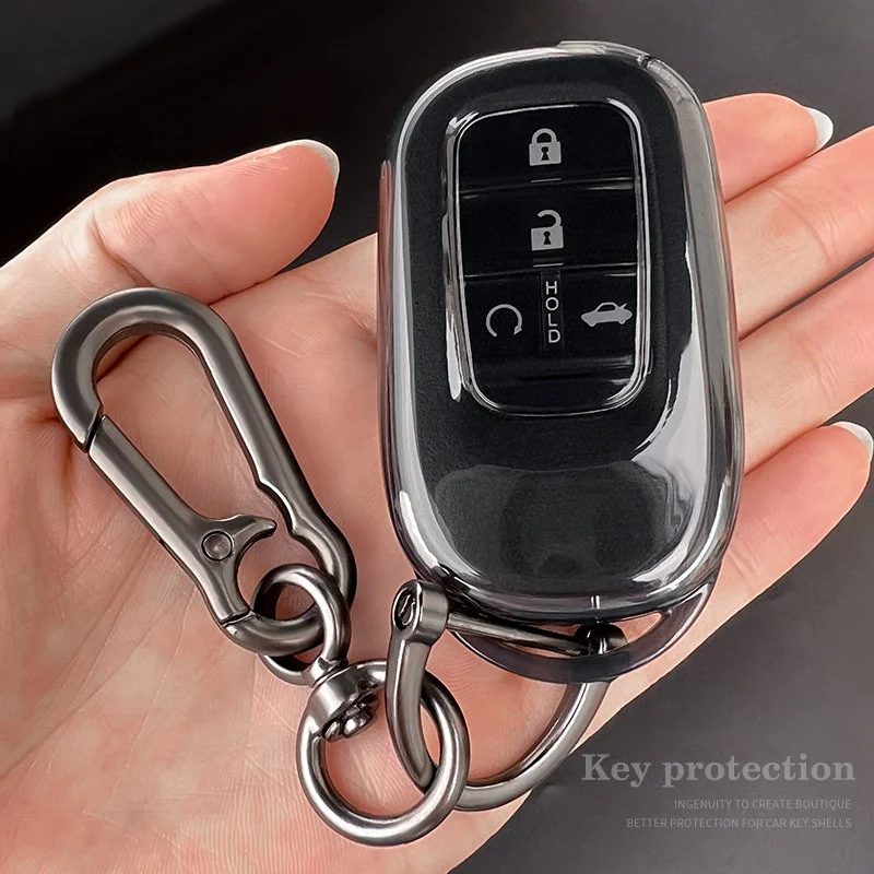 Transparente Schwarze TPU-Schutzhülle für Honda Civic Accord HR-V CR-V CRV 2021 2022 2023 Fernbedienung Autoschlüssel-Case Cover Schlüsselanhänger Zubehör