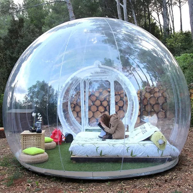 3 4 5 Meter Outdoor Rental Camping Clear Transparent Inflatable Crystal Bubble Tent / Inflatable Bubble Dome Tent With Tunnel