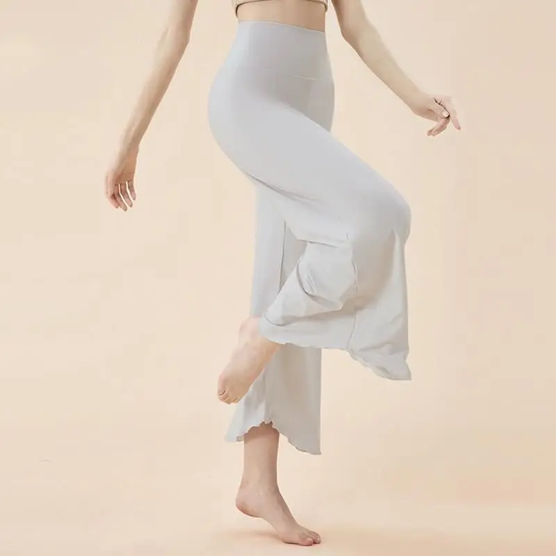 Classical Dance Wide Leg Pants Women's Yoga Loose Straight Casual Sports Butt Shaping Pure Color Summer 2025 Polyester