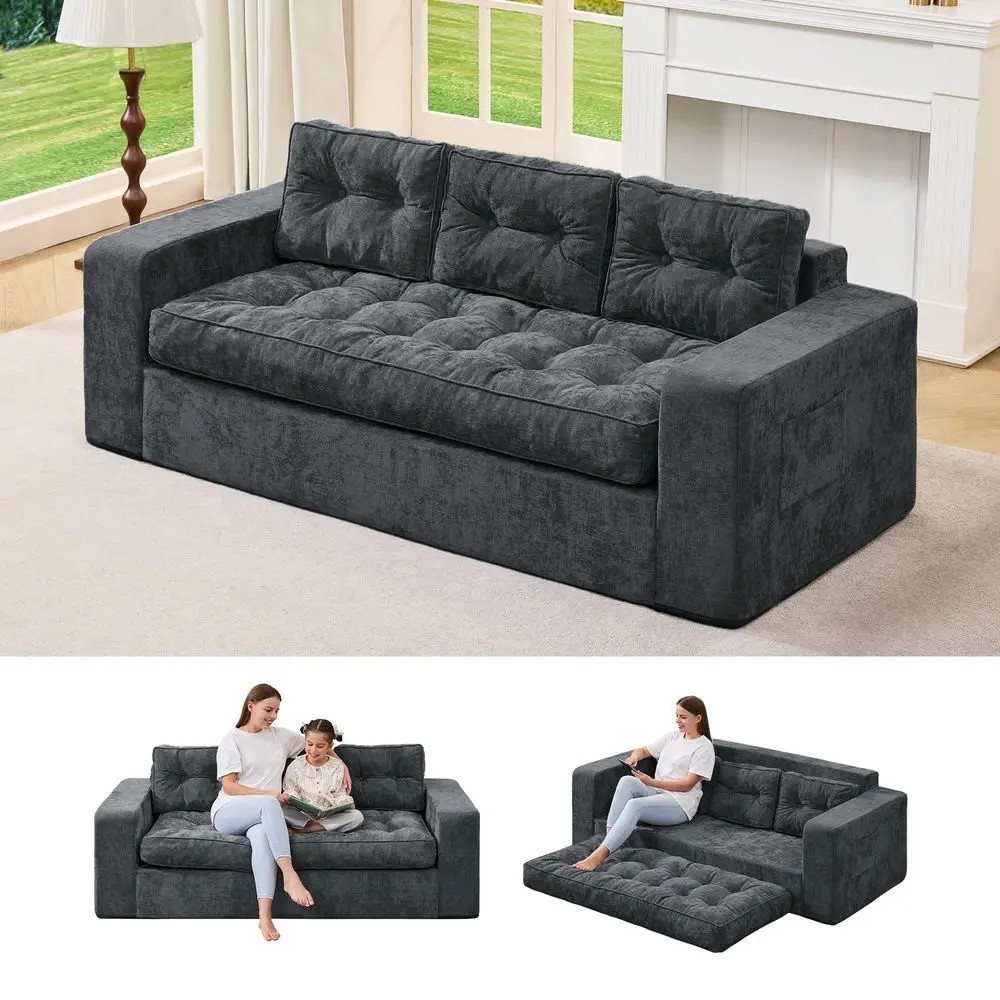 

Mid Century Modern Couches for Living Room, 89 Comfy Couch Sofa with 3Seater Deep Seats, Upholstered Sofas for Living Room, Off