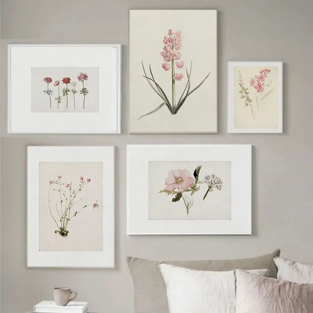 European Retro Botanical Poster Print Canvas Painting Ancient Flower Wall Art Picture For Home Living Bedroom Decor Vintage