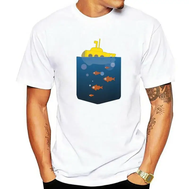 Cool Pocket Submarine T Shirt For Man Creative Design T-shirt Students Novelty Tshirts Cotton Tops Graphic Tee Clothes Black