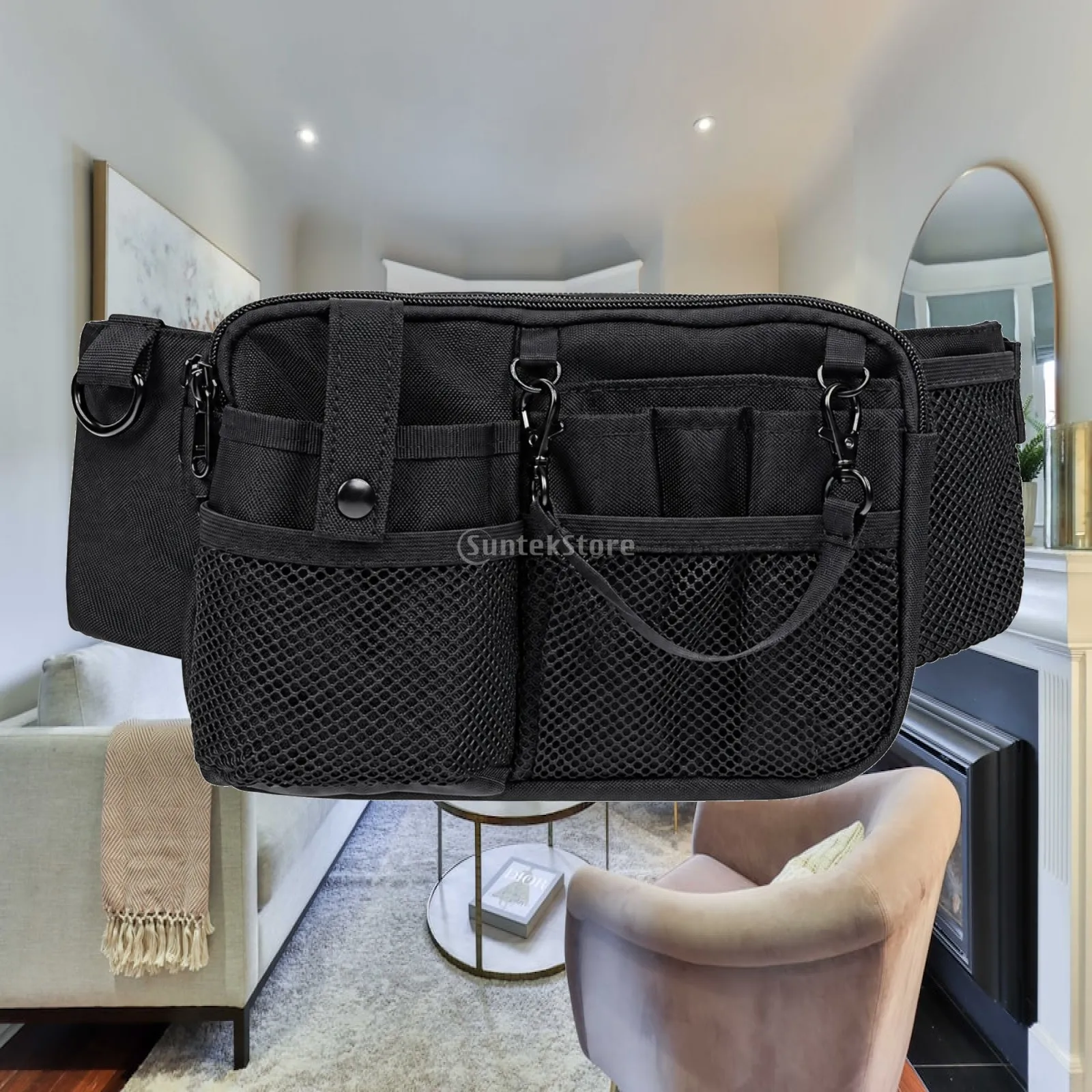 Utility Waist Bag Nurse Pouch with Mesh Side Pockets and Phone Holder for Hospital Staff Mobile Professionals