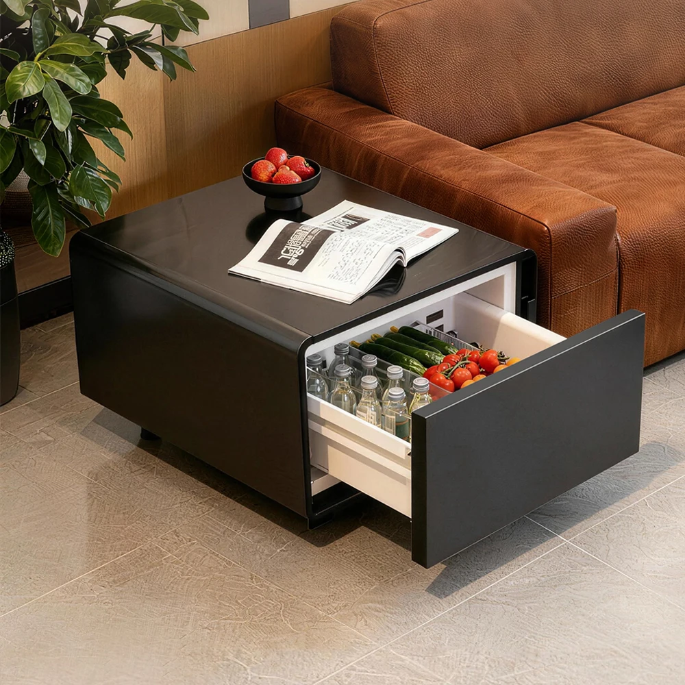 Bedroom Furniture Smart Nightstand With Built-in Refrigerator, USB Type-C Charging Side Table
