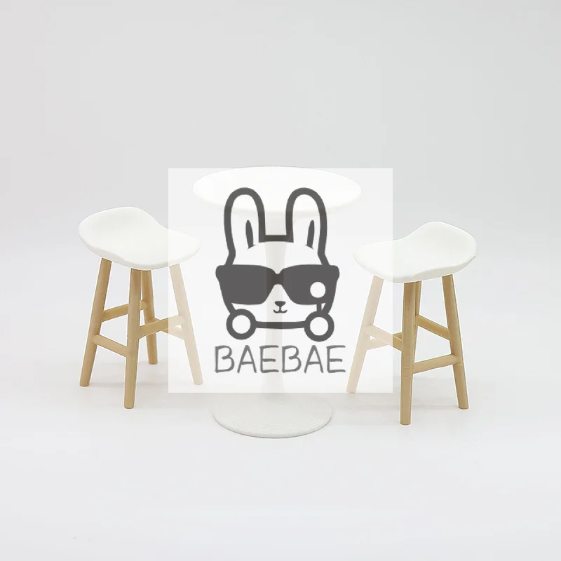 1PC Dollhouse Simulation High-legged Round Table Bar Chair Model Dollhouse Mini Furniture Toy Doll House Living Scene Decoration