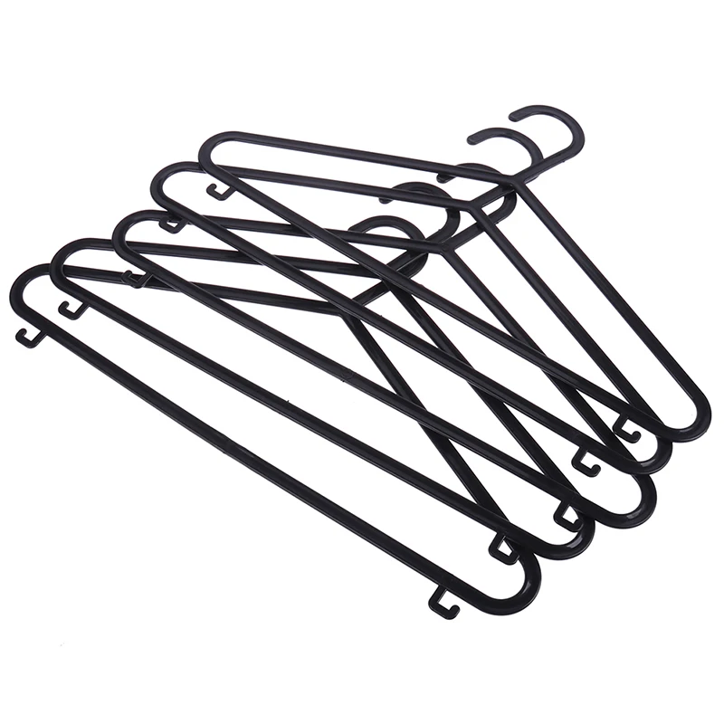 10pcs Adult Clothing Hanger Black Plastic Portable Household Clothes Dress Organizer Non-Slip Outdoor Dry Clothes Hanging Rack