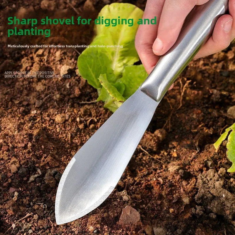 Stainless Steel Hand Trowel Multifunctional Garden Shovel for Digging Planting Weeding Harvesting Wild Vegetables Beach Tool