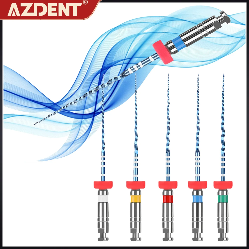 6pcs/Box AZDENT Dental Endo V Blue Root Canal Rotary File Thermal Activation NiTi Files Engine Use #15-#40 21mm/25mm Taper 04/06