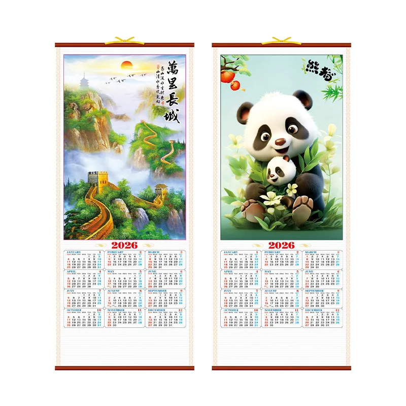 2026 Calendar Chinese Year Of Horse Scroll Calendar Traditional Hanging Wall Art Lunar Dates Feng Shui Good Luck Home Decor