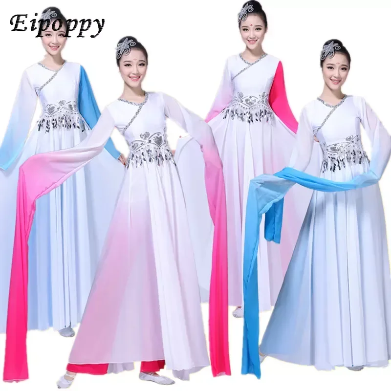 

Dance Costumes Water Sleeve Yangko Clothing Ancient Traditional Oriental Hanfu Yangko Dress