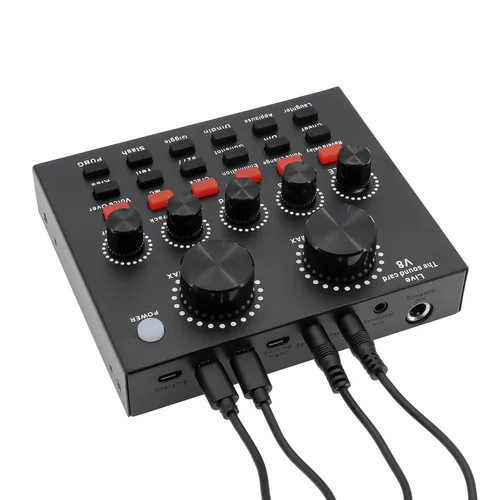 Imagen 1 del producto Tarjeta de sonido de Audio V8, enchufe USB, equipo de DJ, tarjetas de sonido, mezclador de Audio para teléfono, ordenador, PC, Webcast, grabación de Karaoke externa en vivo