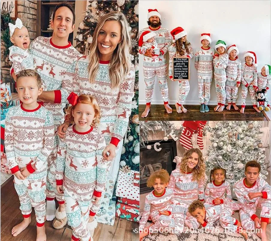 Amazon Ebay2022 European and American Christmas new family wear home set pajamas