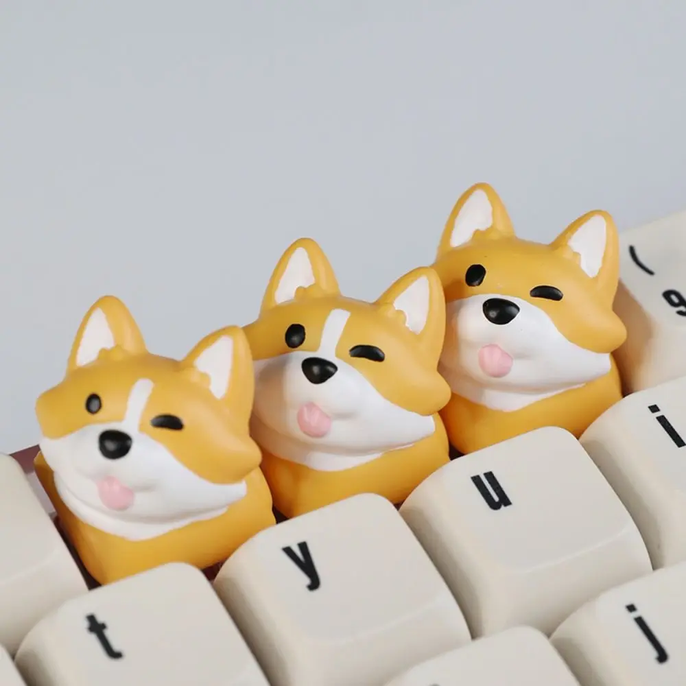 Universal Cartoon Corgi Keycaps Little Key Animal Crogi Butt Keyboard Cap DIY 3D Mechanical Keyboard Keycap Cross Axis