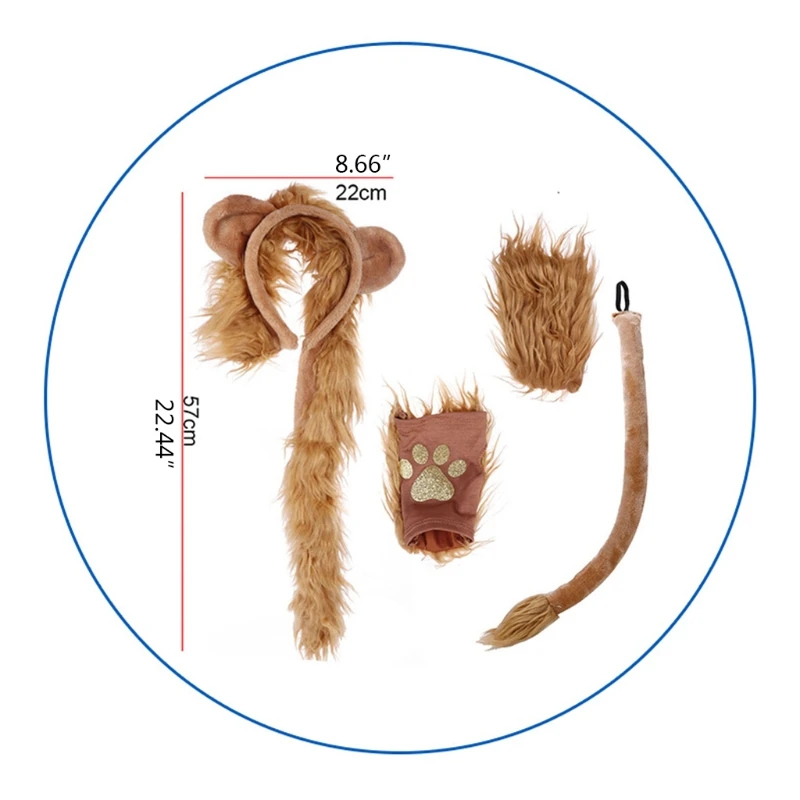 Costume d'Halloween sans doigts pour adultes et enfants, oreilles en peluche, bande de sauna, queue et pattes, kit de discussion, décor