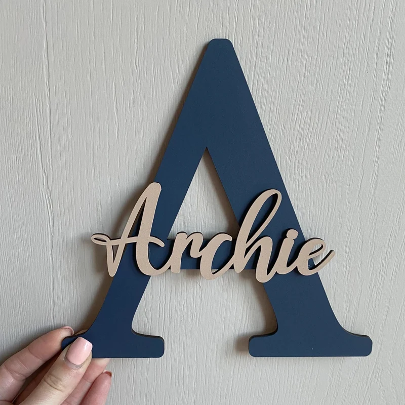 

Personalised Wooden Name Door Sign – Custom Kids Room Plaque with Name & Initial