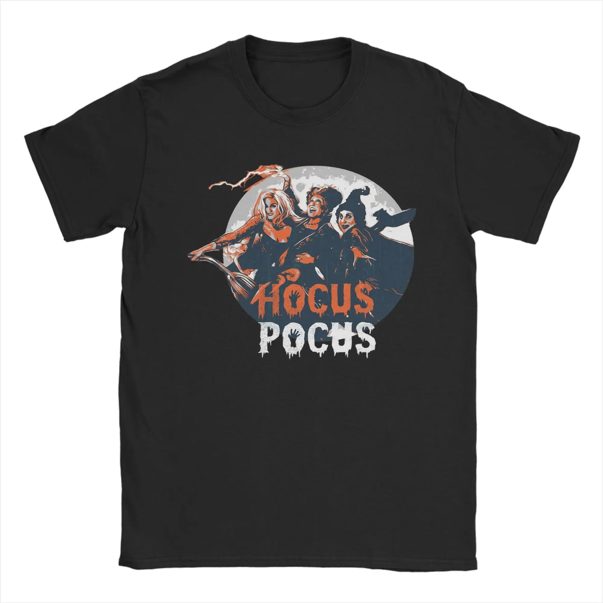 

Футболки Hocus Pocus на Хэллоуин, мужские футболки из 100% хлопка, потрясающие футболки с круглым воротником, одежда с короткими рукавами, подарок на день рождения