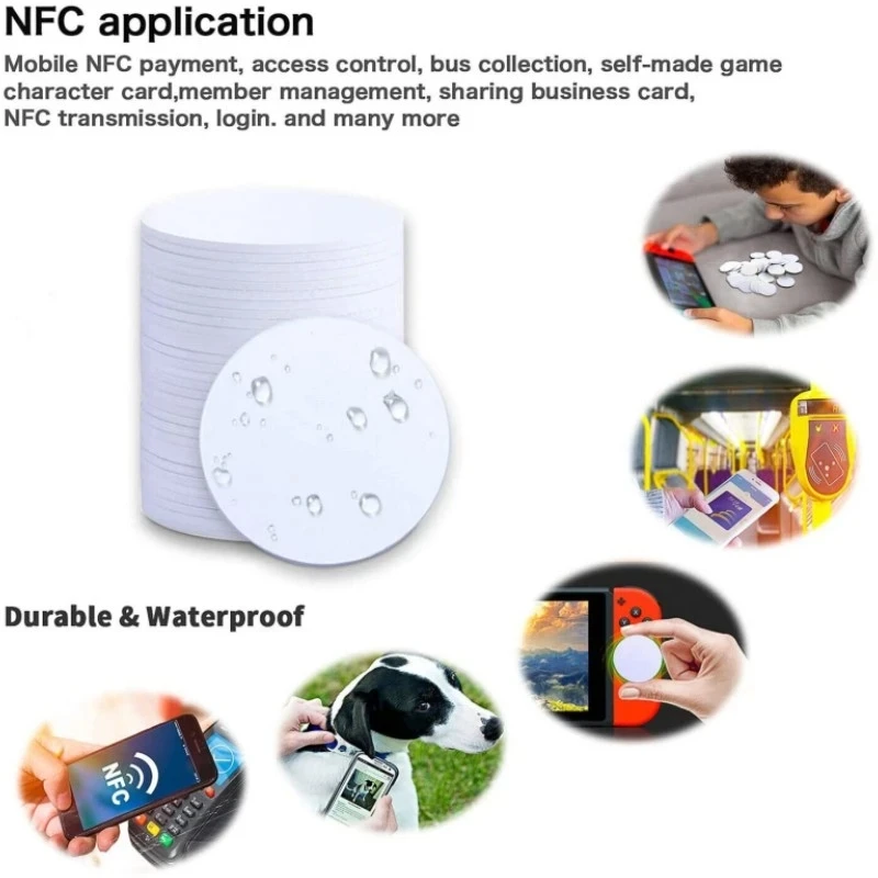 10Pcs 25MM Ntag215 13.56MHz NFC Tags Phone Adhesive RFID NFC215 Tag Coin Token Tagmo APP Production Game Card