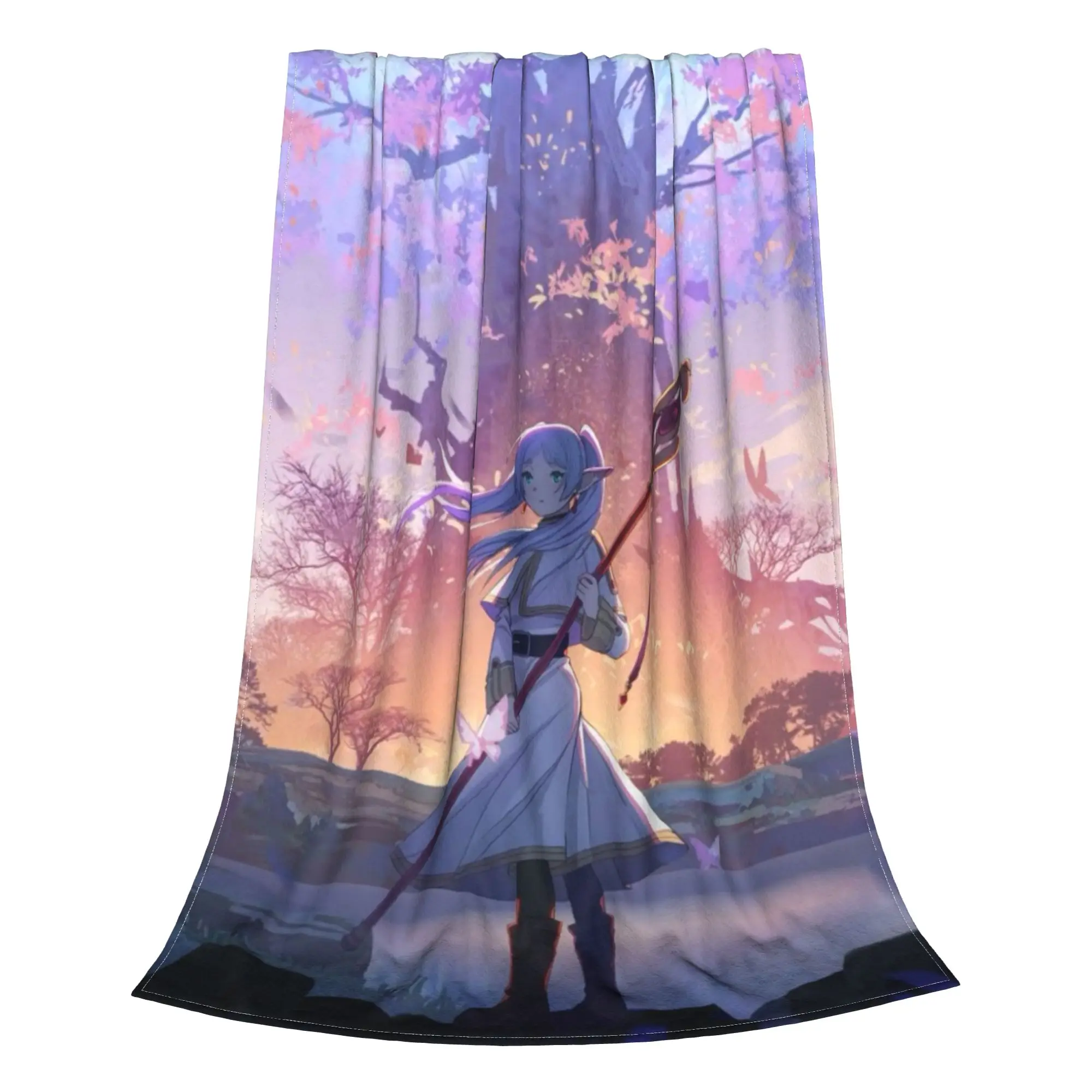 Frieren Beyond Journeys End Blanket Summer Multifunction Lightweight Throw Blankets For Office Travel Plush Thin Quilt