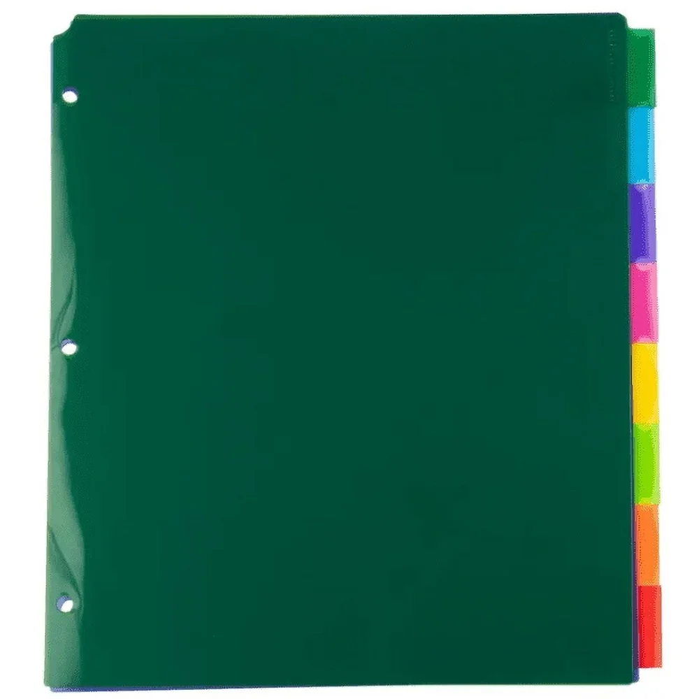 Divisori in plastica multicolore a 8 linguette con inserti vuoti Raccoglitori per organizzare la scuola, l'ufficio, la casa, 9,75 x 11,5 pollici