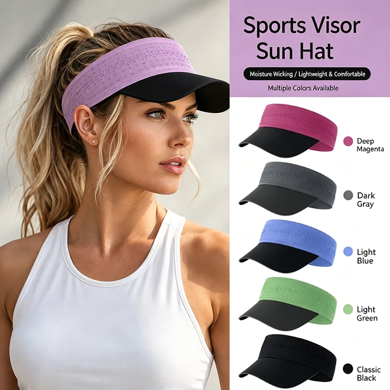 

Lightweight Sports Visor Hat for Men Women Sunscreen Breathable Sun Cap Tennis Golf Sunshade Hat Summer Quick Dry Running Cap