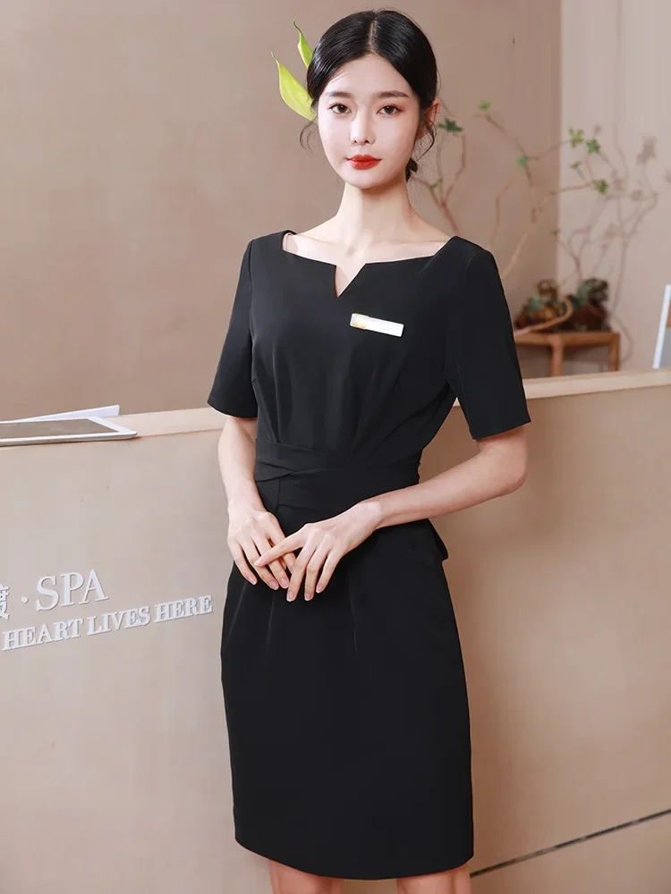 2023 verão novo de alta qualidade vestido salão beleza esteticista roupas trabalho pé banho salão saúde técnico spa vestido